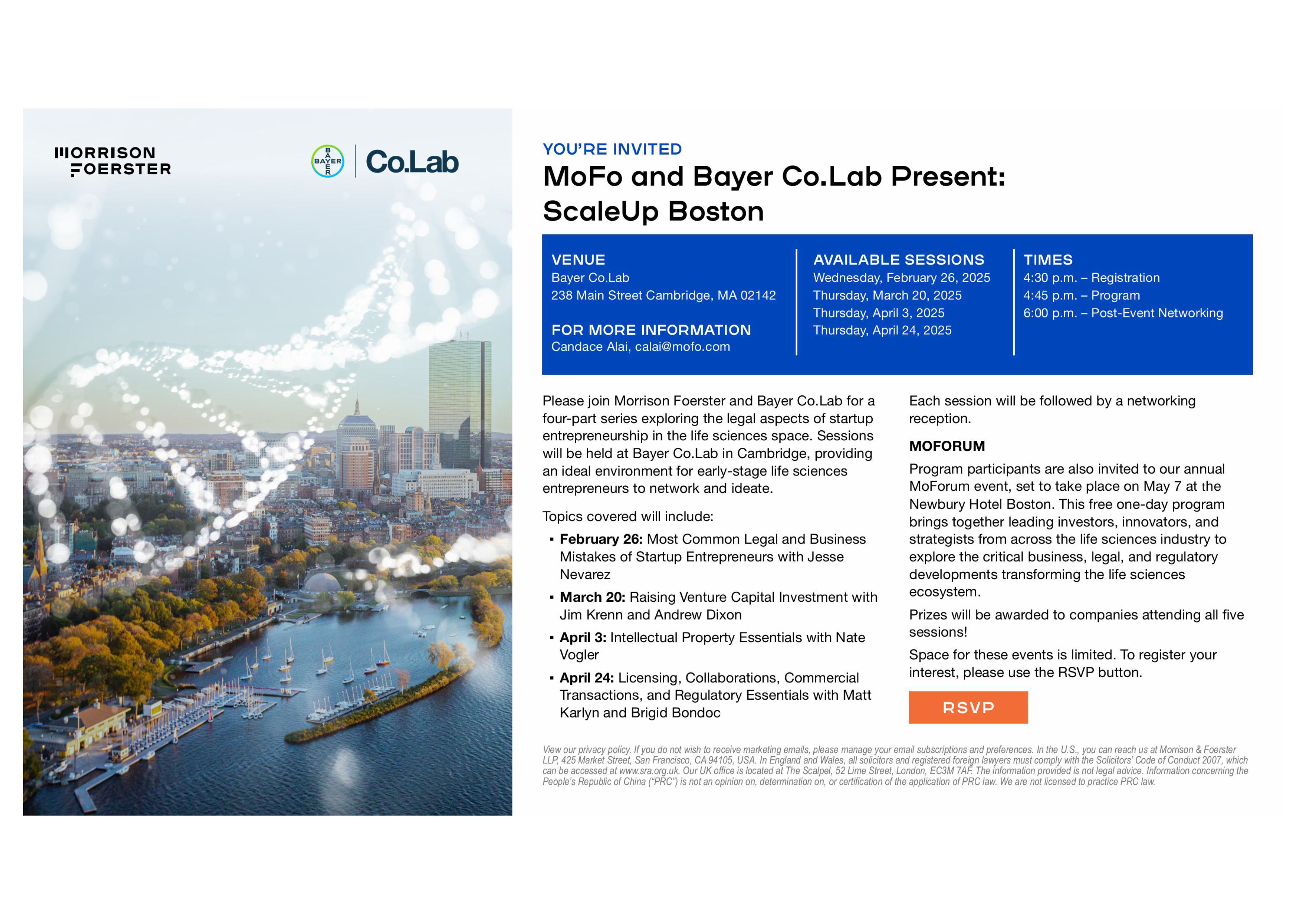 MoFo And Bayer Co.Lab Present: ScaleUp Boston